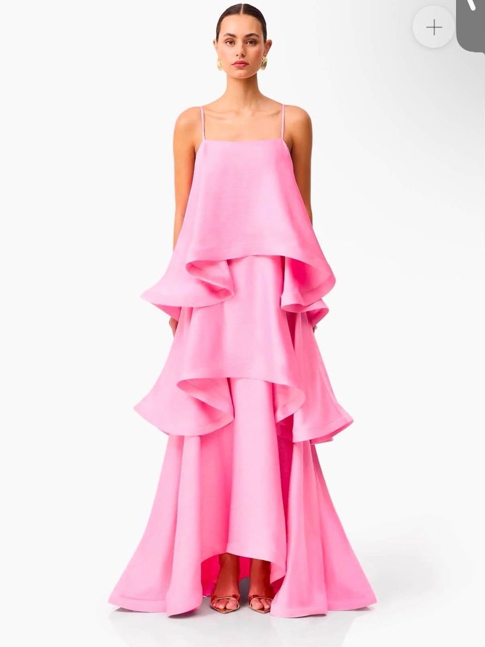 Elliatt Pink Tiered Ruffle Maxi Gown